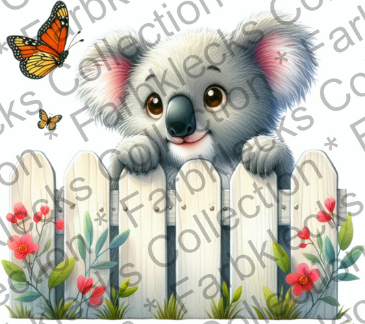 Motivtransfer 9787 Koala am Gartenzaun