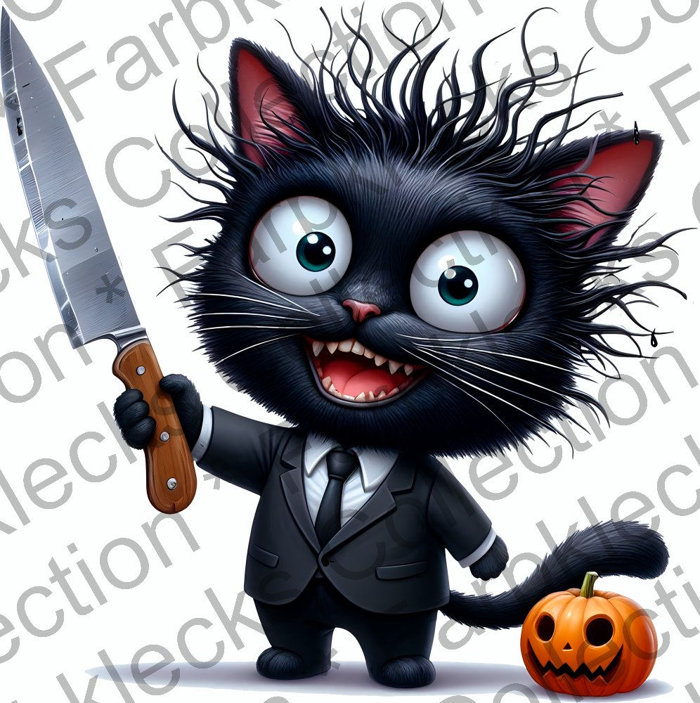 Motivtransfer 9931 Schwarze Katze mit Messer